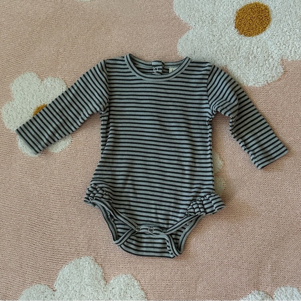 Kate Quinn Striped Ruffle Bodysuit